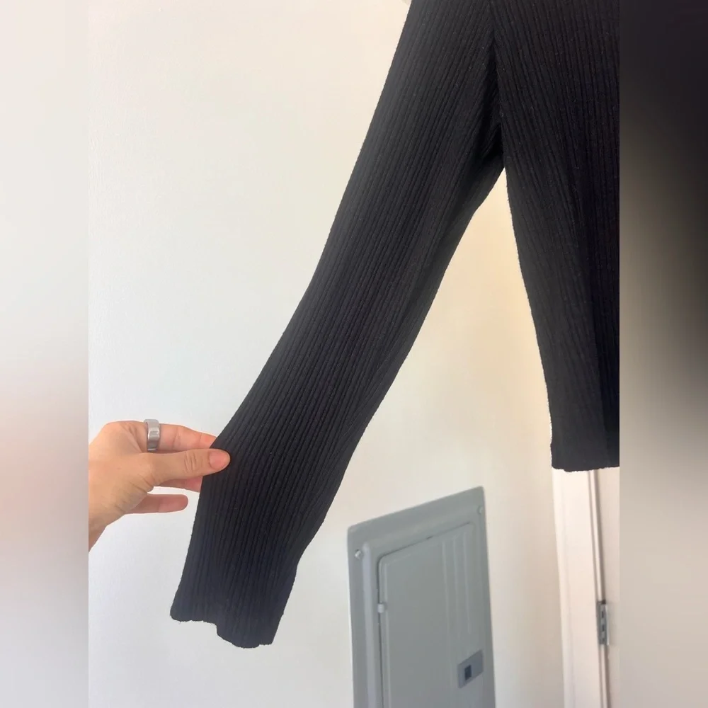 LNA Black Ribbed Button-Up Top - Picture 2 of 6